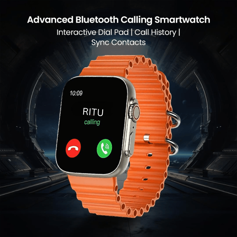 Advanced Bluetooth Calling Smartwatch with Interactive Dial Pad & Sync Contacts - Orange