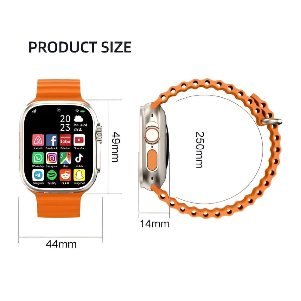 Advanced Bluetooth Calling Smartwatch with Interactive Dial Pad & Sync Contacts - Orange