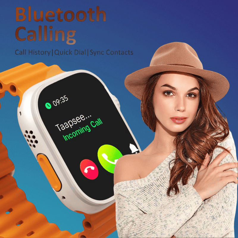 Advanced Bluetooth Calling Smartwatch with Interactive Dial Pad & Sync Contacts - Orange