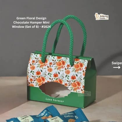 Green Floral Design Chocolate Hamper Mini Window (Set of 8) #1624