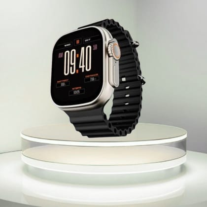 Smartwatch with Black Silicone Strap & Silver Casing for Fitness Tracking