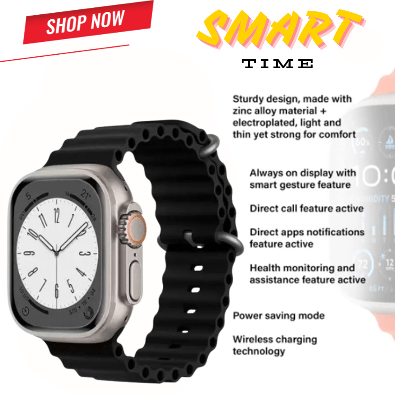 SMART TIME Smartwatch with Always-On Display, Health Monitoring & Wireless Charging