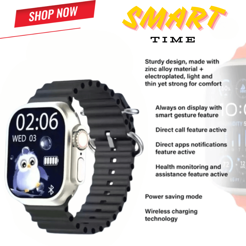 SMART TIME Smartwatch with Always-on Display, Health Monitoring & Wireless Charging