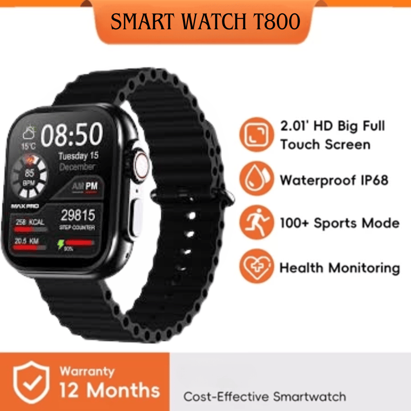 T800 Smart Watch with 2.01' HD Touch Screen and Health Monitoring