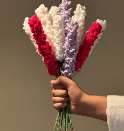Handmade Crochet Lavender Sprig with Crafting Accessories