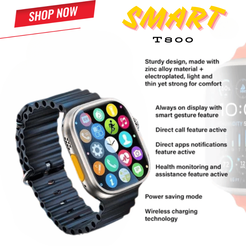 SMART T800 Ultra Smartwatch with Always-On Display & Health Monitoring