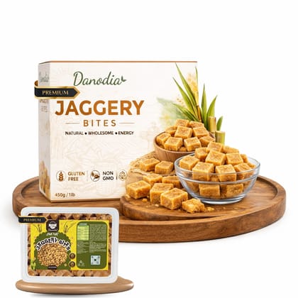 Danodia Foods Snackable Gud Jaggery Bites/Blocks, 450 gm