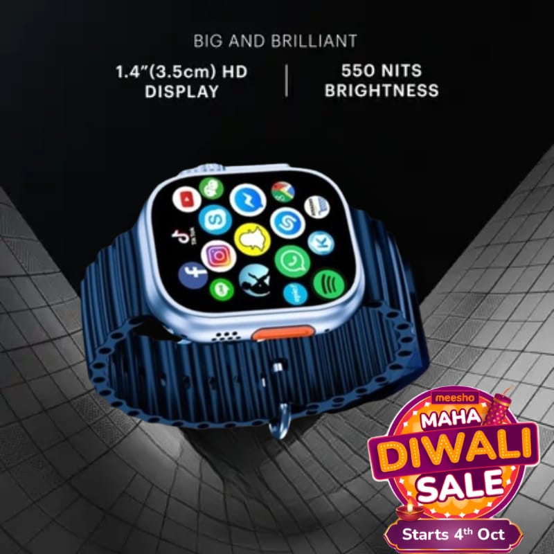 Smartwatch with 1.4" HD Display & 550 Nits Brightness, Dark Blue Strap