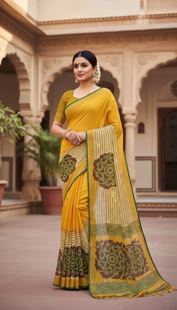 Mustard Yellow Traditional Designer Saree - Sarees | Buy online on ZillyBuy