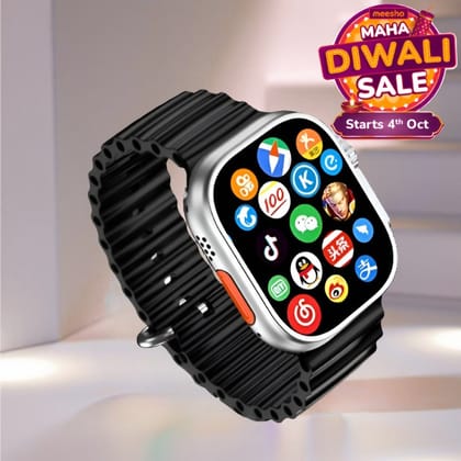 Multi-Function Smartwatch with HD Display and Black Silicone Strap