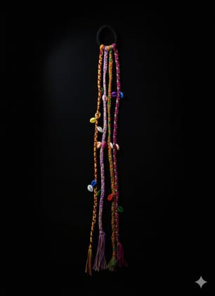 Bohemian Multi-Color Braided Hair Tie with Cowrie Shells