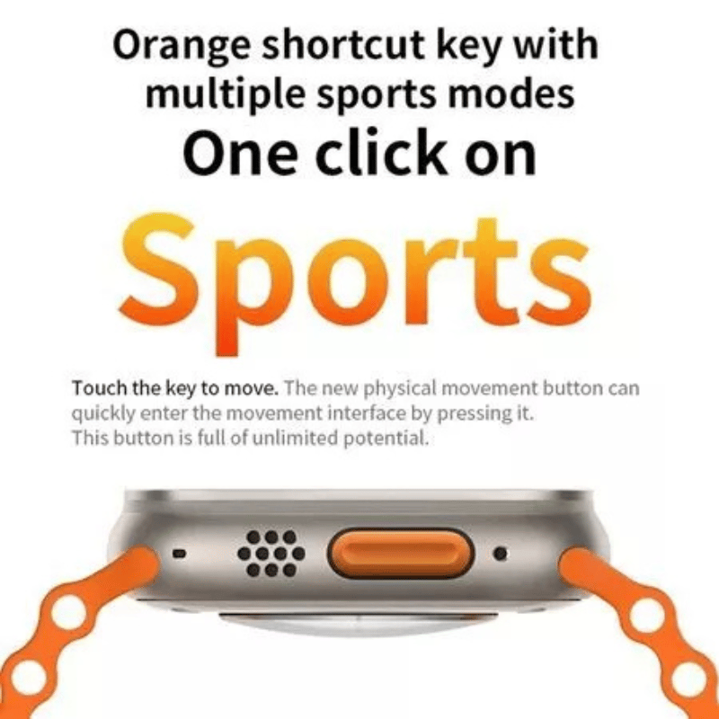 Unisex Smartwatch with 1.4" HD Display & Orange Silicone Strap