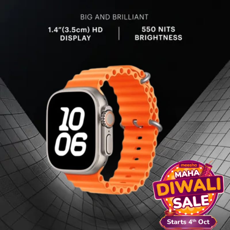 Smartwatch with 1.4" HD Display, 550 Nits Brightness & Vibrant Orange Strap