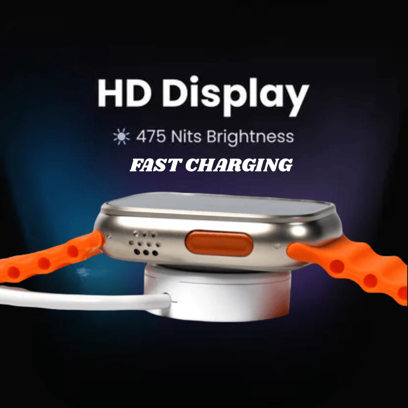 Stylish Smartwatch with Vibrant Orange Strap - Advanced Fitness Tracker