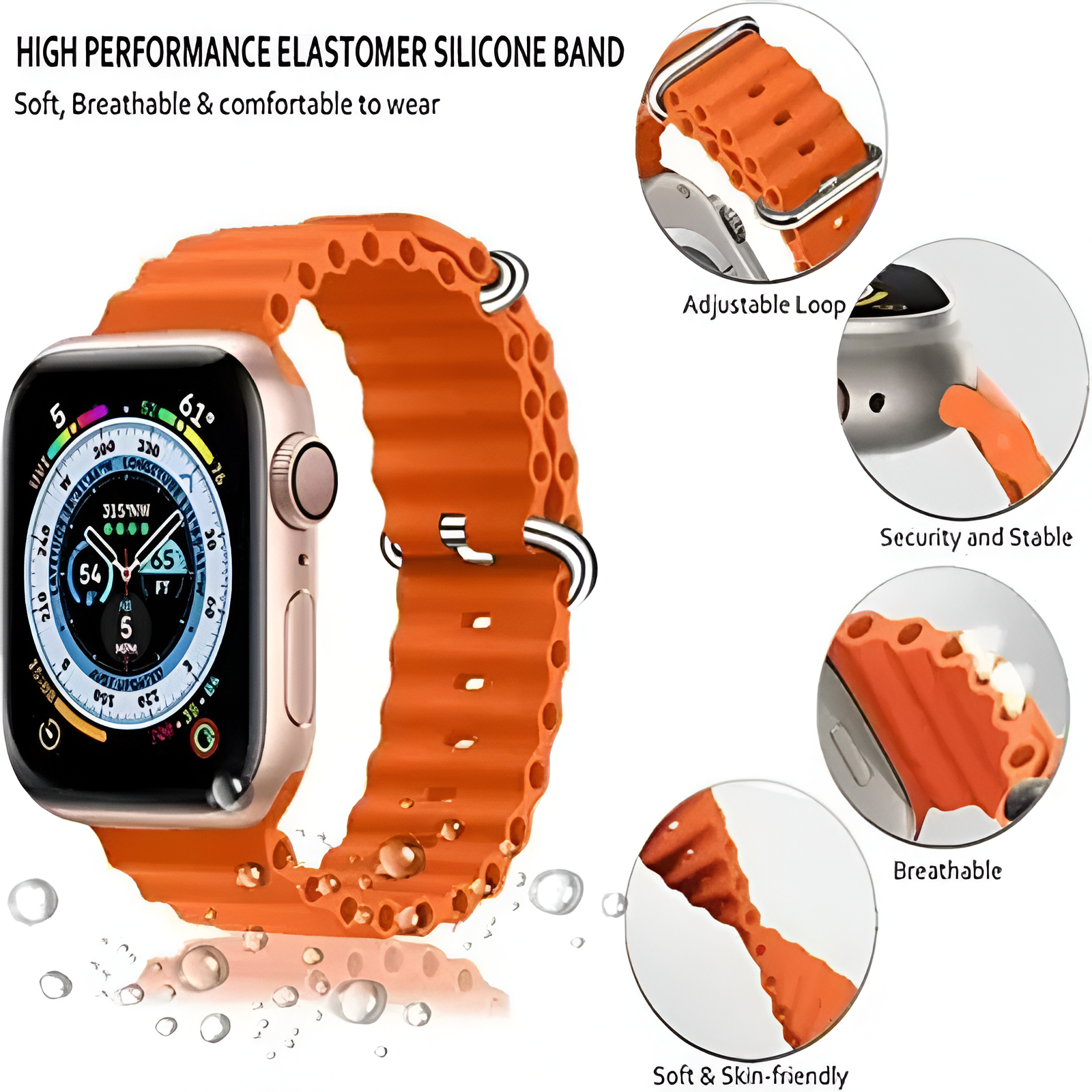 Vibrant Orange Strap Smartwatch with Digital Display