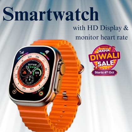 Smartwatch with HD Display & Heart Rate Monitor - Orange Band