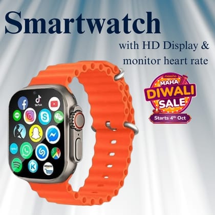 Smartwatch with HD Display and Heart Rate Monitor (Orange Band)