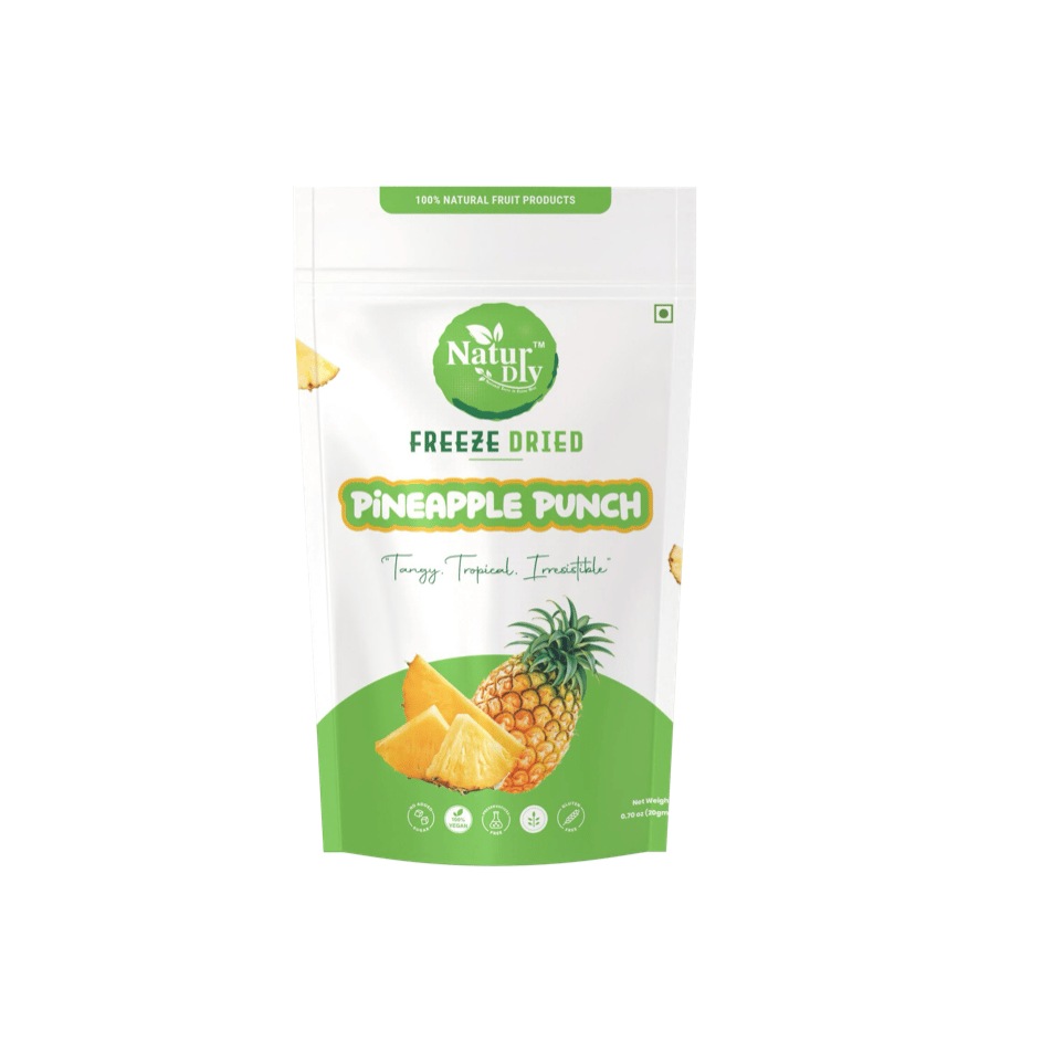 NaturDry Freeze-Dried Pineapple Chunks | 100% Natural, No Added Sugar, Gluten Free | Healthy Snack | 20g