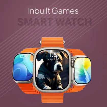 Smart Watch with Inbuilt Games and Vibrant Orange Strap