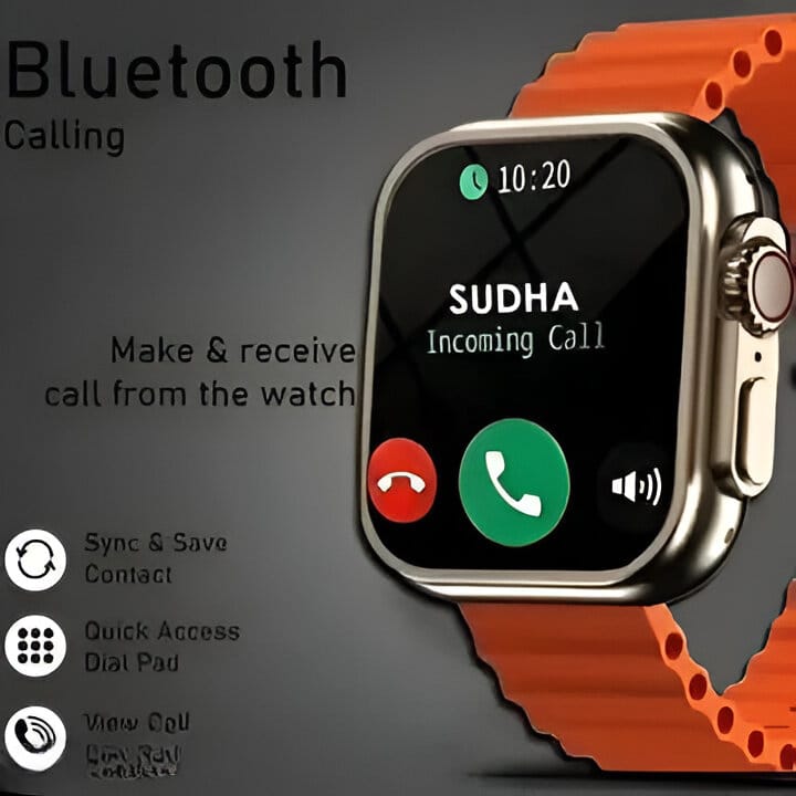 Bluetooth Calling Smartwatch with Orange Strap