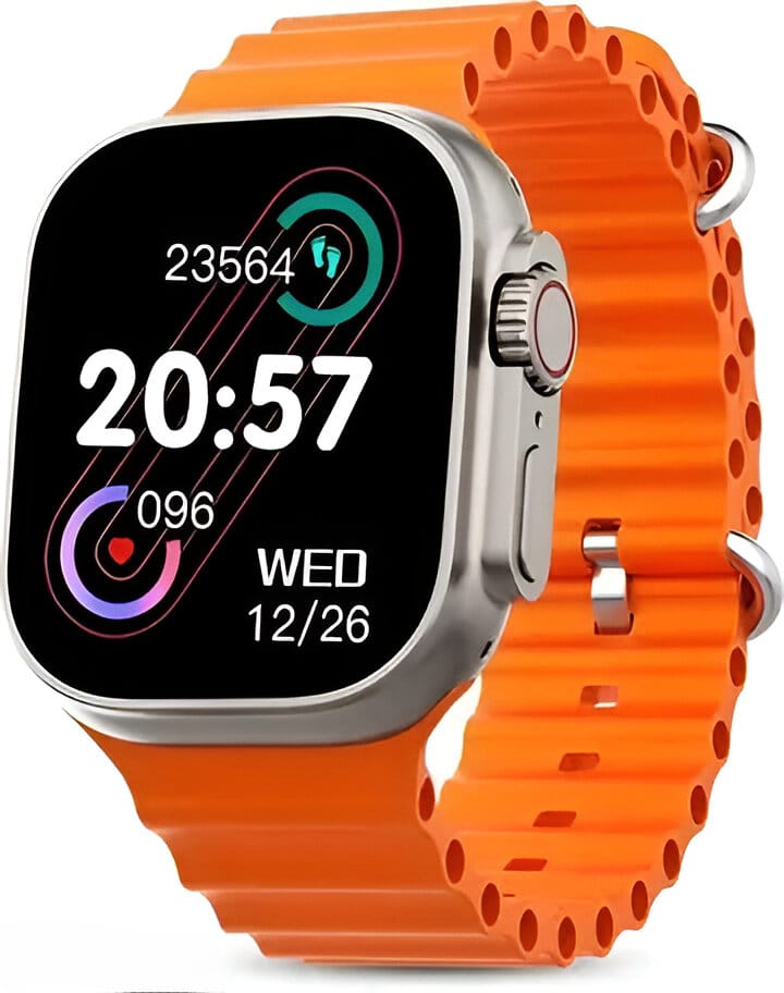 Bright Orange Smartwatch with Fitness Tracker & Heart Rate Monitor