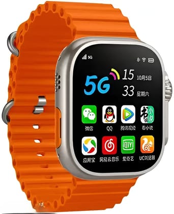 5G Smartwatch with Vibrant Orange Band