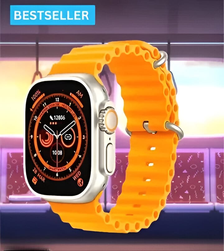 Vibrant Orange Smartwatch with Advanced Health & Fitness Tracking