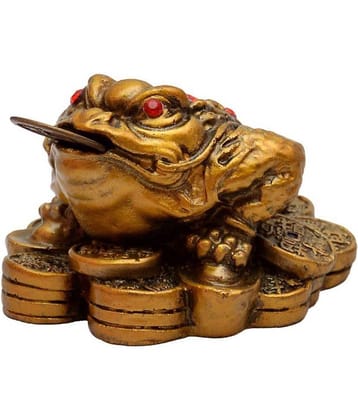 S.S Creation Brown Resin Three Legged Frogg With Coin