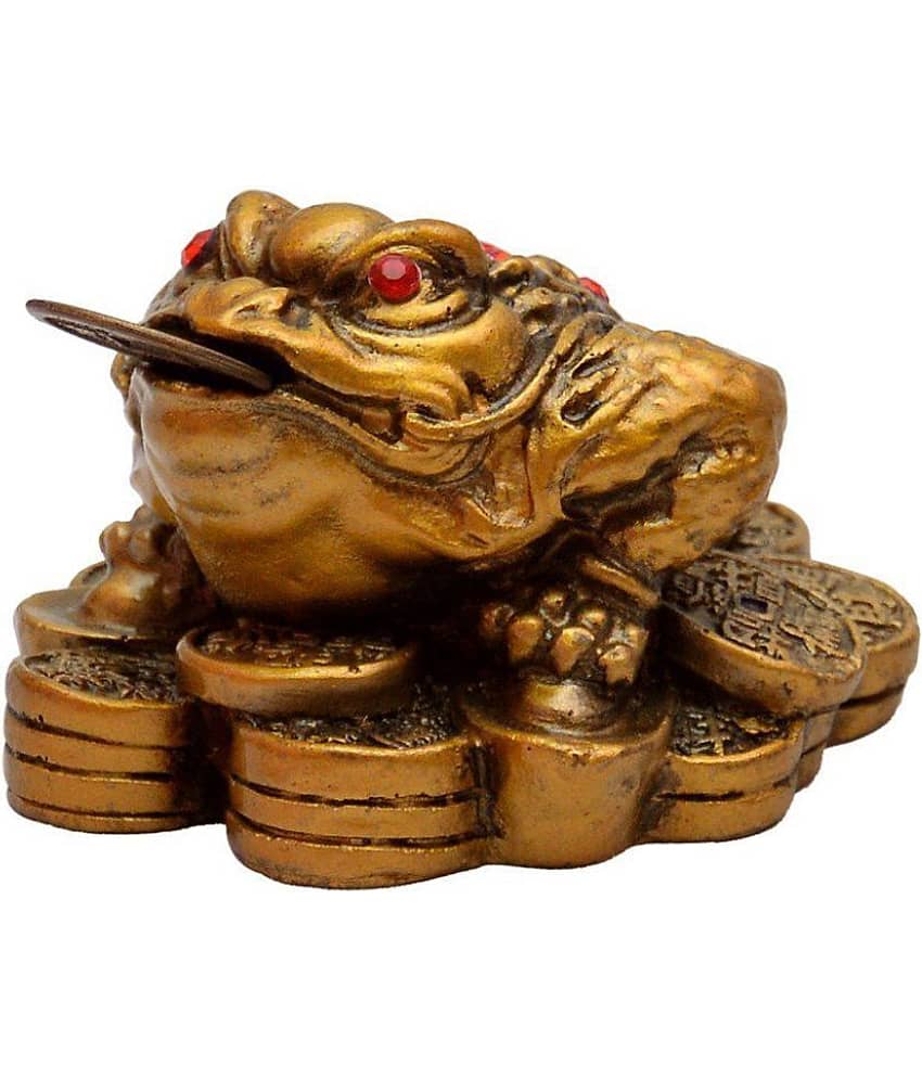 S.S Creation Brown Resin Three Legged Frogg With Coin