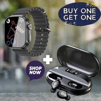 Smart Watch and Wireless Earbuds Combo with BOGO Offer
