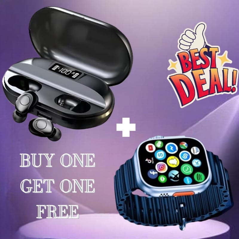 Wireless Earbuds & Smartwatch Bundle - Buy One Get One Free Offer