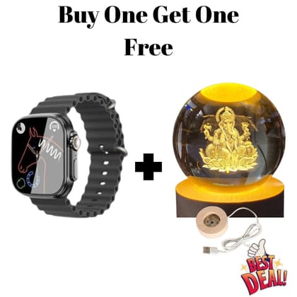 Smartwatch with Lord Ganesha Crystal Lamp - Buy One Get One Free Bundle