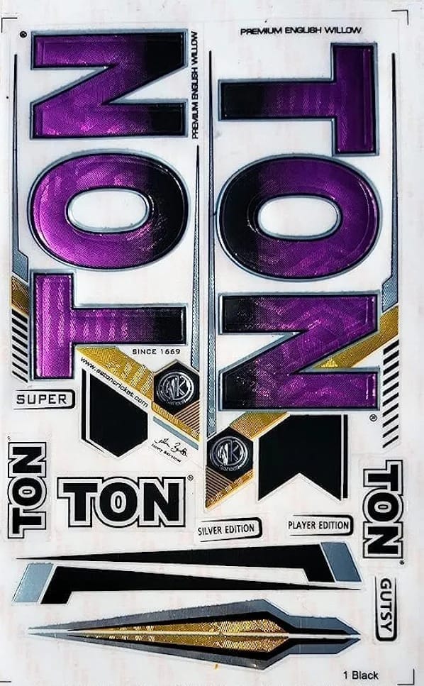 VR3 INTERNATIONAL | 3D Gutsy SPR Edition | English Willow | Embossed Cricket Bat Sticker | Purple and Golden