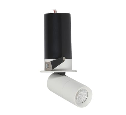 Pop out/ Zoom out recessed 360 degree adjustable COB Light | 5watt | 3000k (warm white) | Body Color - White | Indoor used for Painting, Photo-Frames or Wall High-Lighting purpose 