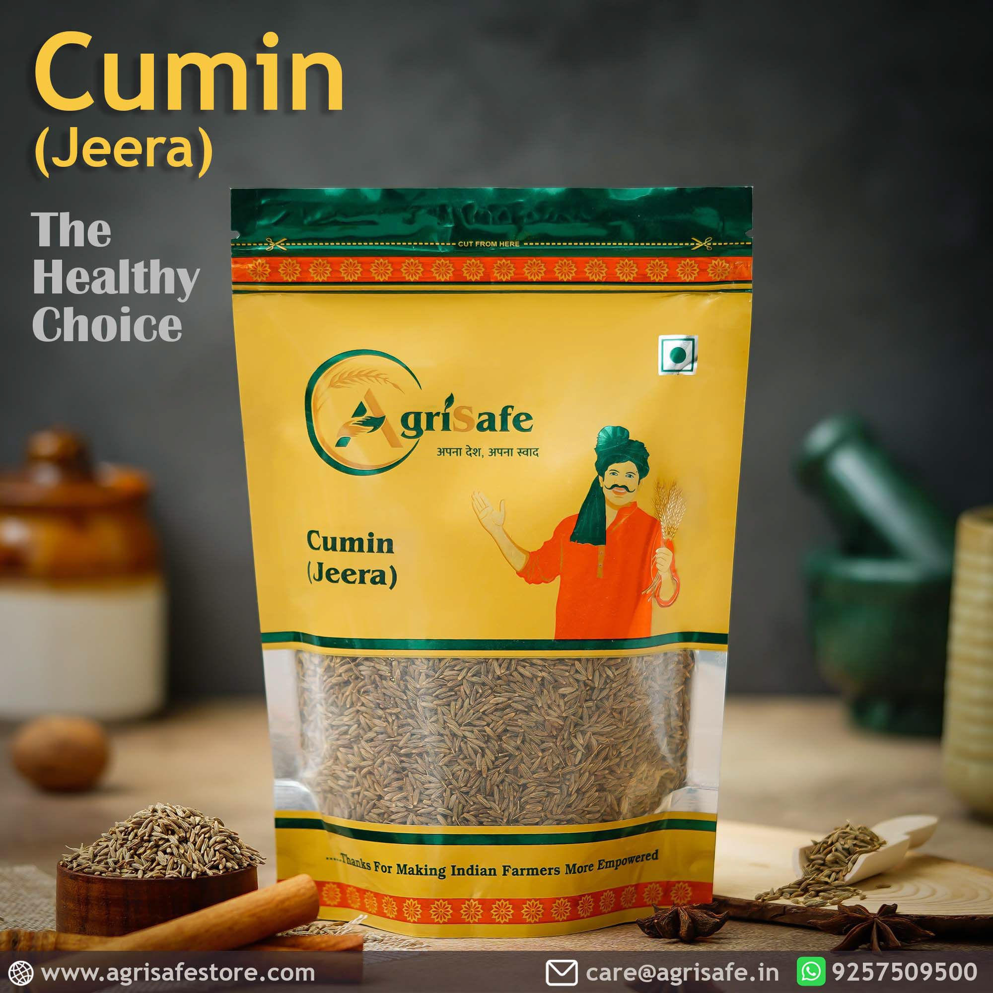 Agrisafe Jeera Whole (Cumin seed) 250 gm