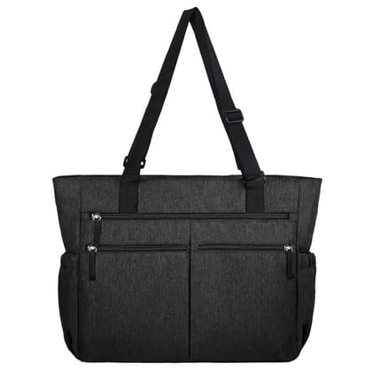 MILOY Waterproof Tote Bag | Waterproof Tote Bags for Women | Waterproof Laptop Bags | Tote Bag for Woman with Adjustable Strap - Black | Multi Compartment | Zipper Pocket -Foldable-Heavy Duty-Washable