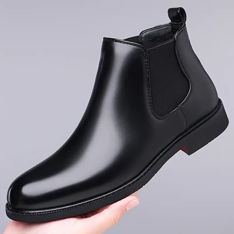 Latest Premium Quality Men Solid Faux Leather Black Chelsea Boots | Stylish Slip-On Casual & Formal Boots For Men's & Boys (Free Home Delivery)