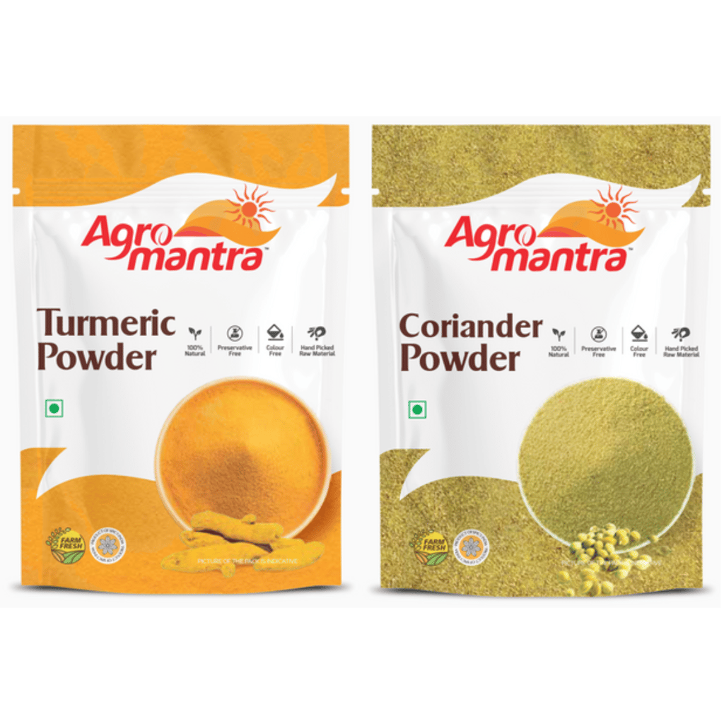 Agro Mantra Turmeric And Coriander Powder 500gm Each (pack of 2)