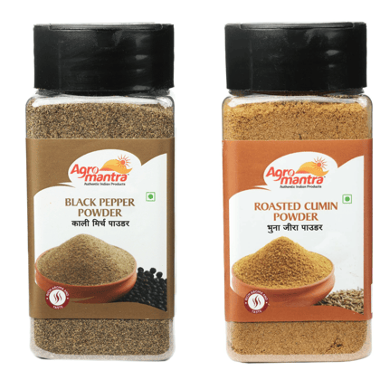 Agro Mantra Combo Of Black Pepper & Roasted Cumin Powder 100gm Each (pack of 2)