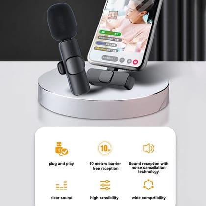 Wireless Lavalier Microphone for Phone Live Streaming with Noise Cancellation