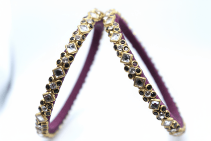 Traditional Gold-Toned Stone Studded Bangles Set for Women & Girls