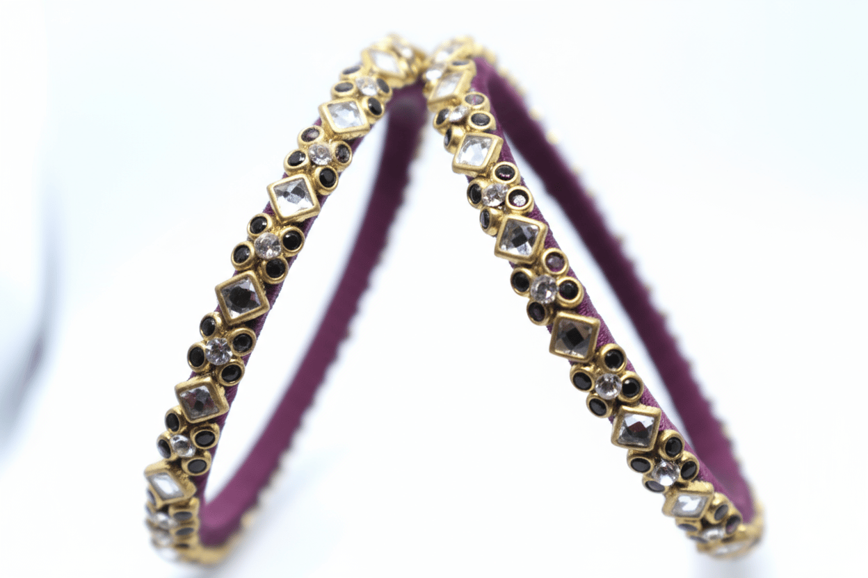 Traditional Gold-Toned Stone Studded Bangles Set for Women & Girls