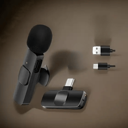 Wireless Clip-on Microphone with USB-C & USB-A Receiver for Recording