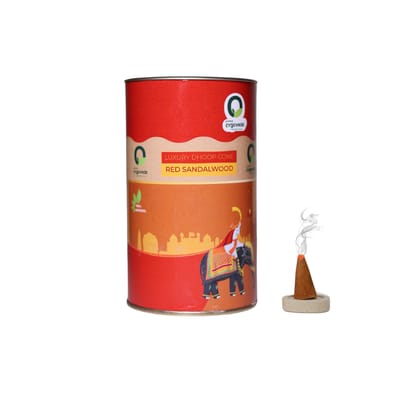 Prime Orgoveda Red Sandalwood Premium Dhoop Cones | 100% Natural Hand Crafted, Long Lasting Incense Cones (Pack of 40 Cones)