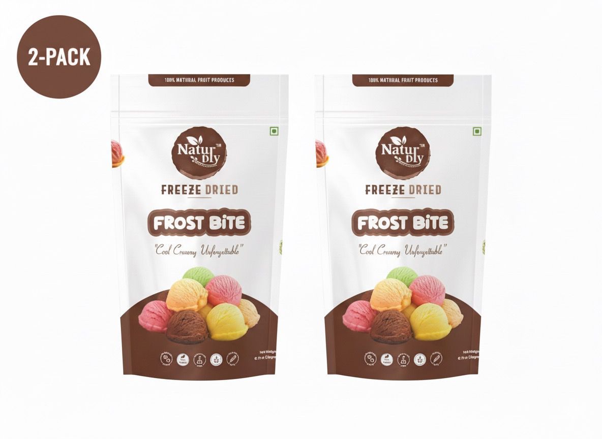 NaturDry Freeze-Dried Frost Bite Ice Cream Bites | Lightly Sweetened, Crunchy & Vegan | 20g - Pack of 2