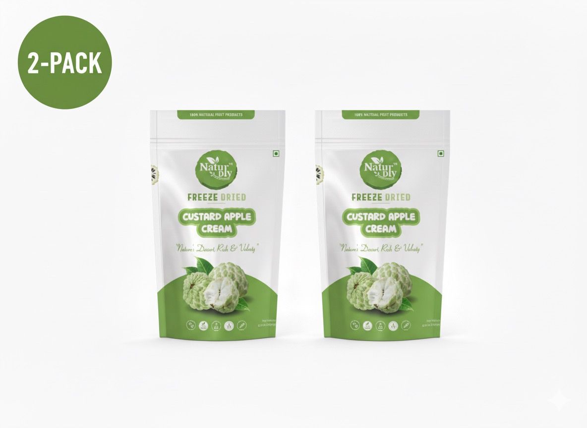 NaturDry Freeze-Dried Custard Apple Cream Bites | Crunchy Fruit Snack, Vegan & Antioxidant Rich | 18g - Pack of 2
