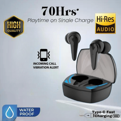 GM 10 Wireless Earbuds with 70Hrs Playtime, Hi-Res Audio, Waterproof & Type-C Fast Charging