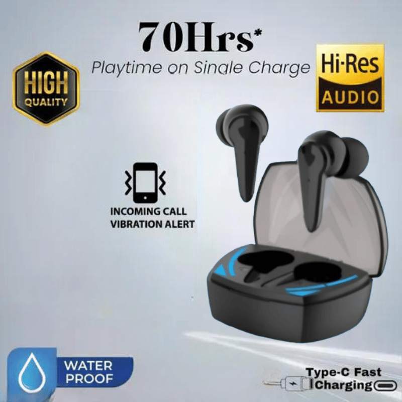 GM 10 Wireless Earbuds with 70Hrs Playtime, Hi-Res Audio, Waterproof & Type-C Fast Charging