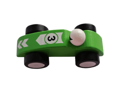 Wooden Race Car Toy - Classic Green and Black Design