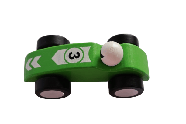 Wooden Race Car Toy - Classic Green and Black Design